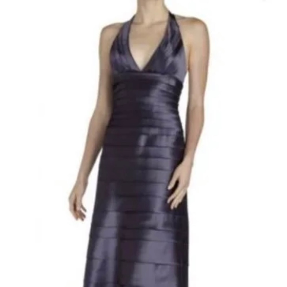 Smoky Quartz BCBG floor length halter dress